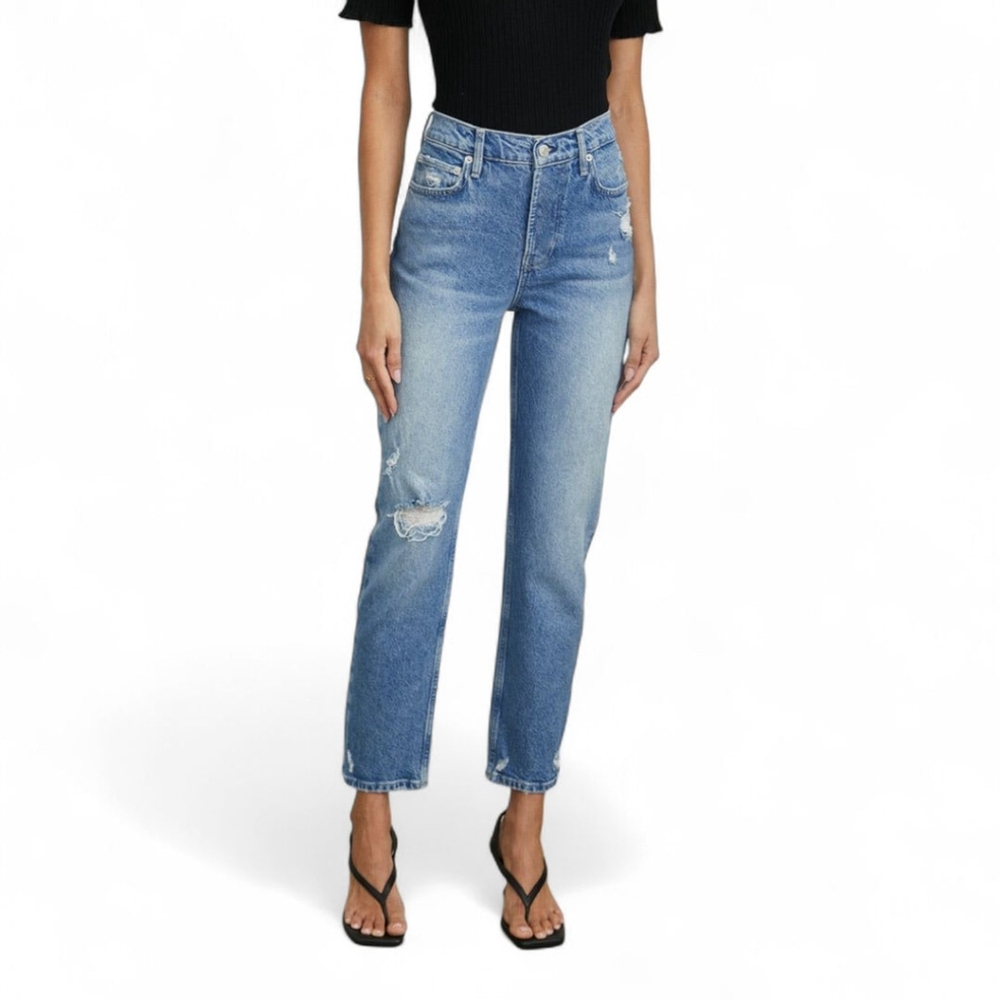 Rails 90s Melrose High Rise Slim Straight Leg Classic Ripped Blue Jeans Sz 27
